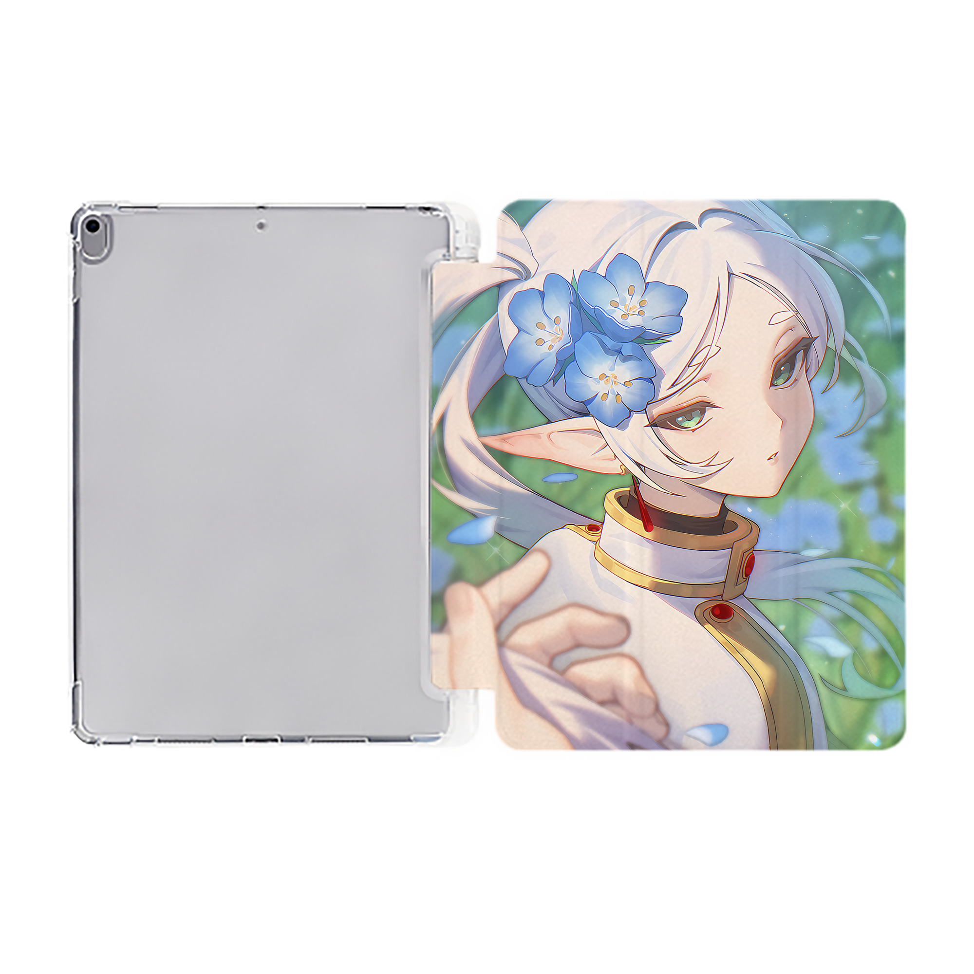 （画像用） 葬送のフリーレン Frieren IPad ケース ペン収納付き 三つ折りスタンド PUレザー×シリコン 対応機種9.5/10.5/10.9インチ
